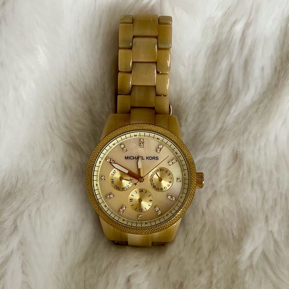 Michael Kors Jet Set Champagne Mother of Pearl Ladies Chronograph Watch MK5217 - Picture 4 of 9